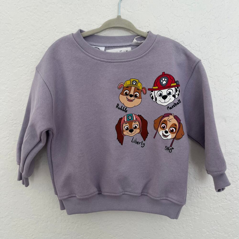 NWT Zara Paw Patrol Graphic Sweatshirt Purple 12-18 Months/1.5Y